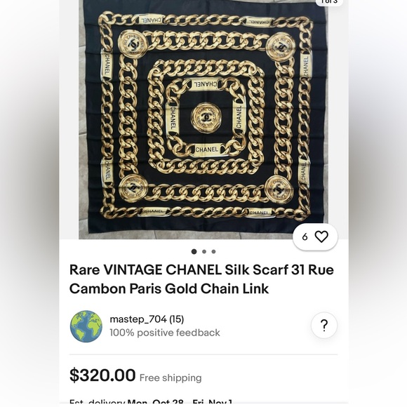 Rare Chanel 31 Rue Cambon Silk Scarf-Vintage - Picture 8 of 9